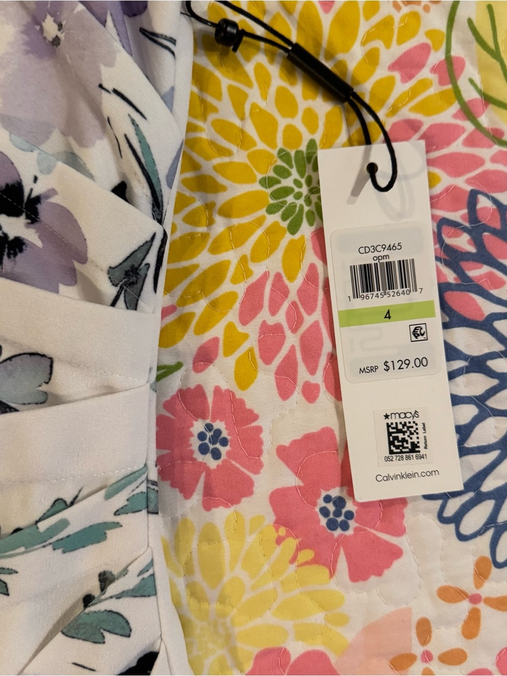 NWT size 4 Calvin Klein white floral dress - Picture 2 of 6